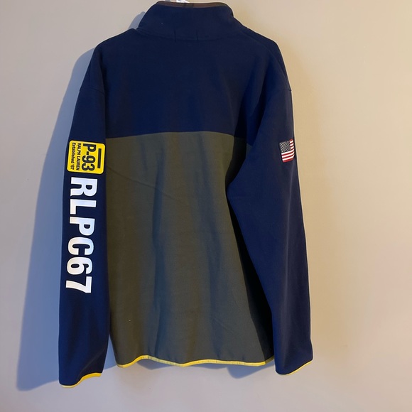 Polo Ralph Lauren RLPC67 USA Flag Fleece Navy Green Pullover Jacket - Picture 3 of 9